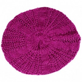 Berets Women Ladies Beret Beanie Hat Winter Knitted Crochet Slouchy Knit Baggy Ski Cap Outdoor - Rose Red - C018ZEKXCHZ $10.10