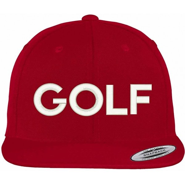 Baseball Caps Golf Embroidered Flat Bill Snapback Ball Cap - Red - CD12GZC23LH $22.33