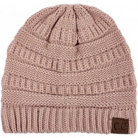 Skullies & Beanies Slouchy Cable Knit Beanie Skully Hat - Indi-pink - CD1894784HX $8.65