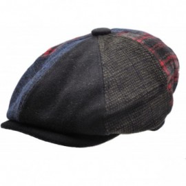 Newsboy Caps Men's Wool Blend Applejack Houndstooth Plaid Ivy Newsboy Hat - Mutli-blue - C4185QMH5L6 $9.75