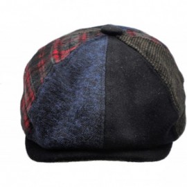 Newsboy Caps Men's Wool Blend Applejack Houndstooth Plaid Ivy Newsboy Hat - Mutli-blue - C4185QMH5L6 $9.75