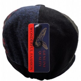 Newsboy Caps Men's Wool Blend Applejack Houndstooth Plaid Ivy Newsboy Hat - Mutli-blue - C4185QMH5L6 $9.75