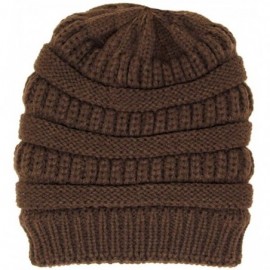 Skullies & Beanies Me Plus Winter Fleece Lined Soft Warm Cable Knitted Beanie Hat for Women & Men - Brown - CP18KI4N6KI $8.01