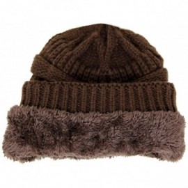 Skullies & Beanies Me Plus Winter Fleece Lined Soft Warm Cable Knitted Beanie Hat for Women & Men - Brown - CP18KI4N6KI $8.01