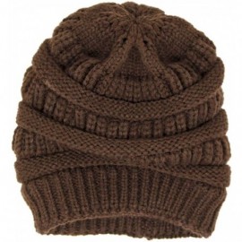 Skullies & Beanies Me Plus Winter Fleece Lined Soft Warm Cable Knitted Beanie Hat for Women & Men - Brown - CP18KI4N6KI $8.01