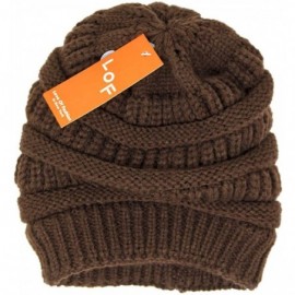 Skullies & Beanies Me Plus Winter Fleece Lined Soft Warm Cable Knitted Beanie Hat for Women & Men - Brown - CP18KI4N6KI $8.01