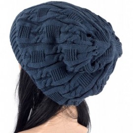 Skullies & Beanies Unisex Trendy Beanie Warm Oversized Chunky Cable Knit Slouchy Woolen Hat - Blue - CV12MANRQG9 $13.88