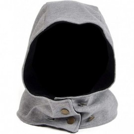 Skullies & Beanies Women Men Gray Hood Button Hat Cap Wind Resistant Neck Warmer FFH079 - Gray - C012NA7T8KQ $18.12