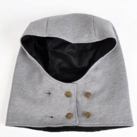 Skullies & Beanies Women Men Gray Hood Button Hat Cap Wind Resistant Neck Warmer FFH079 - Gray - C012NA7T8KQ $18.12