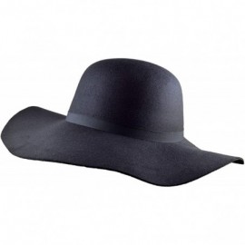 Fedoras Womens Vegan Felt Floppy Brim Panama Style Fedora Sun Hat Small - Medium Brim - Sarah Black - CU19460ENQK $13.88