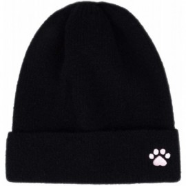 Skullies & Beanies Cat Lover Dog Lover Gift Stretchy Love Paw Embroidery Knit Beanie Skully Toque - Black Hat Pink Love Paw -...