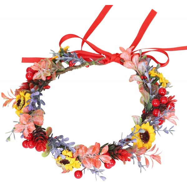 Headbands Flower Wreath Headband Floral Hair Garland Flower Crown Halo Headpiece Boho with Ribbon Wedding Party Photos - K - ...
