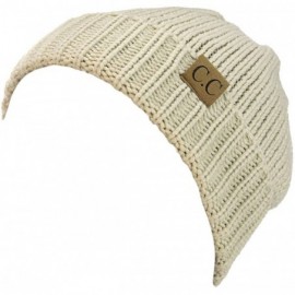 Skullies & Beanies Exclusive Two Way Cuff & Slouch Warm Knit Ribbed Beanie- Beige - CG125H8ELVZ $7.66