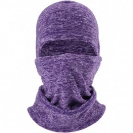 Skullies & Beanies Balaclave Fleece Windproof Ski Mask Face Mask Tactical Hood Neck Warmer - Heather Purple-polar Fleece - CG...
