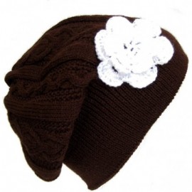 Skullies & Beanies Winter Hat for Women Slouchy Beret Hat Cable Knit Beanie M190 - Brown - CU11B3X48WB $23.26
