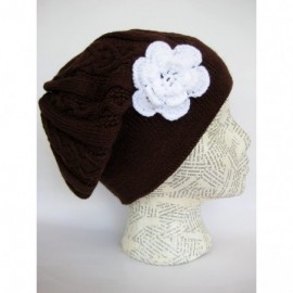 Skullies & Beanies Winter Hat for Women Slouchy Beret Hat Cable Knit Beanie M190 - Brown - CU11B3X48WB $9.62