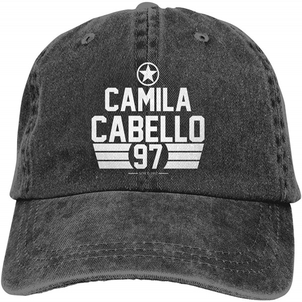 Baseball Caps Camila Cabello Hats Adjustable Vintage Washed Denim Baseball Cap Casquette - Black - CF18TT82DZK $16.36