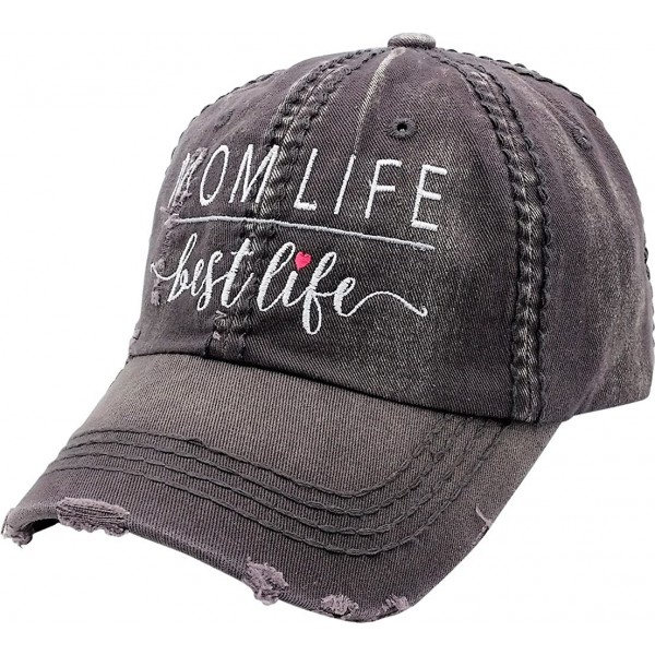 Baseball Caps Women's Mom Life Best Life Embroidered Baseball Cap - Grey/Customized - CX18CR5I2MN $32.53