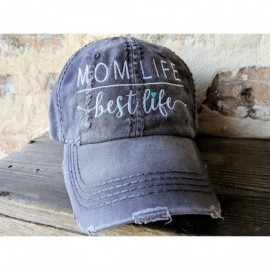 Baseball Caps Women's Mom Life Best Life Embroidered Baseball Cap - Grey/Customized - CX18CR5I2MN $32.53