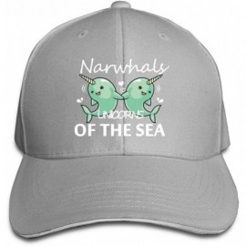 Skullies & Beanies Unisex Sandwich Peaked Cap Narwhals Unicorns of The Sea Adjustable Cotton Baseball Caps Black - Ash - C418...