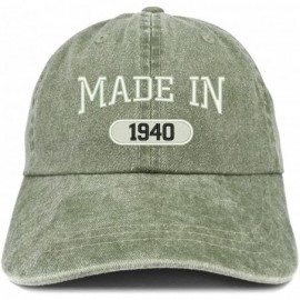 Baseball Caps Made in 1940 Embroidered 80th Birthday Washed Baseball Cap - Olive - CF18C7I3D6K $13.13