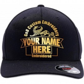 Baseball Caps 2 Side Embroidery. Front and Back. Place Your own Text. 6477 Flexfit Wool Blend Cap - Black - CF180I5SAY0 $30.42