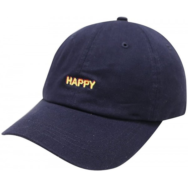 Baseball Caps Happy Small Embroidered Cotton Baseball Caps - Navy - CX12HVG2NGL $13.33