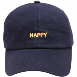 Baseball Caps Happy Small Embroidered Cotton Baseball Caps - Navy - CX12HVG2NGL $13.33