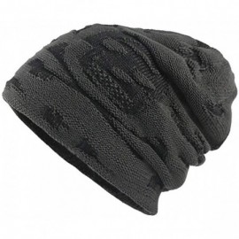 Skullies & Beanies Men's Thicken Warm Knit Beanie Crochet Winter Knit Skull Slouchy Caps Hat - A1-gray - CL18L663GC6 $8.37