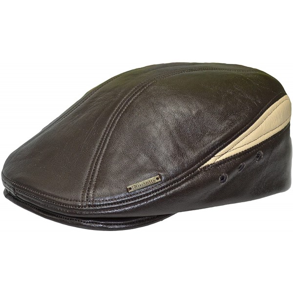 Newsboy Caps Premium Lambskin Fine Ivy/Driver Gatsby Cap Hat Made in USA - Brown/Brownstripe - C611D6MPAEV $31.21