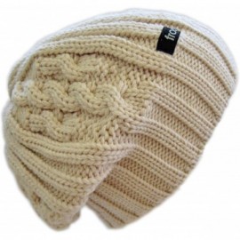 Skullies & Beanies Oversized Beret Chunky Knit Beanie M2013-359 - Beige - CO11E05WMEF $17.35