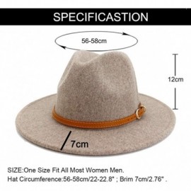 Fedoras Classic Wool Fedora Hats Wide Brim Belt Buckle for Women & Men - A-brown Belt Oatmeal - CR18ZQ6EKQX $18.25