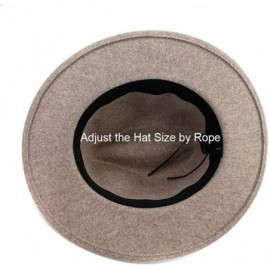 Fedoras Classic Wool Fedora Hats Wide Brim Belt Buckle for Women & Men - A-brown Belt Oatmeal - CR18ZQ6EKQX $18.25