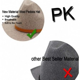 Fedoras Classic Wool Fedora Hats Wide Brim Belt Buckle for Women & Men - A-brown Belt Oatmeal - CR18ZQ6EKQX $18.25