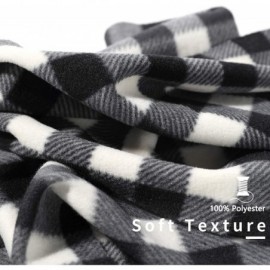 Skullies & Beanies Women Winter Fleece Beanie Gloves Scarf Set - Black Plaid - CI18A2X6DIC $14.10