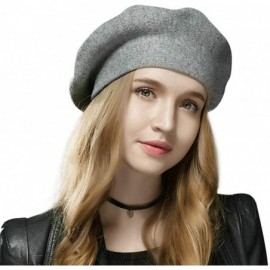 Berets Merino Wool Berets for Women Girls- Classic Plain French Style Artist Hat Gift - Light Gray - Clearance Sale - CS18YCR...