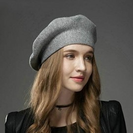 Berets Merino Wool Berets for Women Girls- Classic Plain French Style Artist Hat Gift - Light Gray - Clearance Sale - CS18YCR...