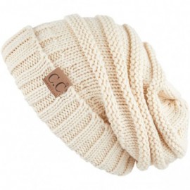 Skullies & Beanies Hatsandscarf Exclusives Unisex Beanie Oversized Slouchy Cable Knit Beanie (HAT-100) - New Beige Solid - CX...