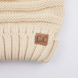 Skullies & Beanies Hatsandscarf Exclusives Unisex Beanie Oversized Slouchy Cable Knit Beanie (HAT-100) - New Beige Solid - CX...