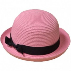 Sun Hats Bowknot Straw Summer Bowler Hat Sun Cap Hat for Ladies Womens - Pink Kids - CX12FU5C46T $23.73