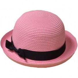 Sun Hats Bowknot Straw Summer Bowler Hat Sun Cap Hat for Ladies Womens - Pink Kids - CX12FU5C46T $15.28