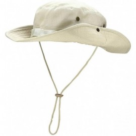 Bucket Hats Unisex Outdoor Boonie Hat Wide Brim Safari Fishing Military Cap Foldable UV Sun Protection Bucket Hat - Beige - C...