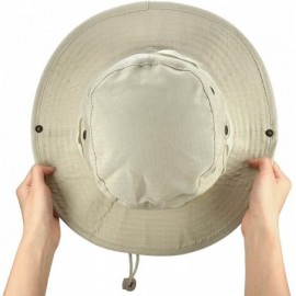Bucket Hats Unisex Outdoor Boonie Hat Wide Brim Safari Fishing Military Cap Foldable UV Sun Protection Bucket Hat - Beige - C...