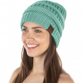 Skullies & Beanies Exclusives Womens Beanie Solid Ribbed Knit Hat Warm Soft Skull Cap - Mint - CC18XAYIZEO $12.82