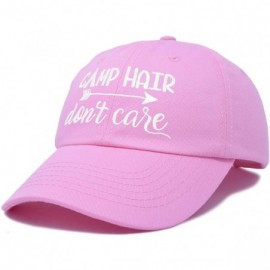 Baseball Caps Camp Hair Don't Care Hat Dad Cap 100% Cotton Lightweight - Light Pink - CA18S0463LC $10.93