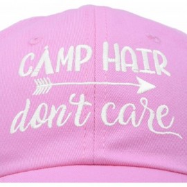 Baseball Caps Camp Hair Don't Care Hat Dad Cap 100% Cotton Lightweight - Light Pink - CA18S0463LC $10.93