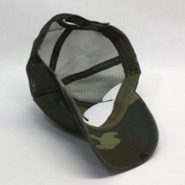 Baseball Caps Washed Cotton Unstructured Soft Mesh Adjustable Trucker Baseball Cap - Woodland Camo - CY188MSA02W $10.93