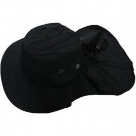 Sun Hats 4 Panel Large Bill Soft Bucket w/ Neck Flap Hat Sun Cap - Black - CG11LHJZBA3 $11.62
