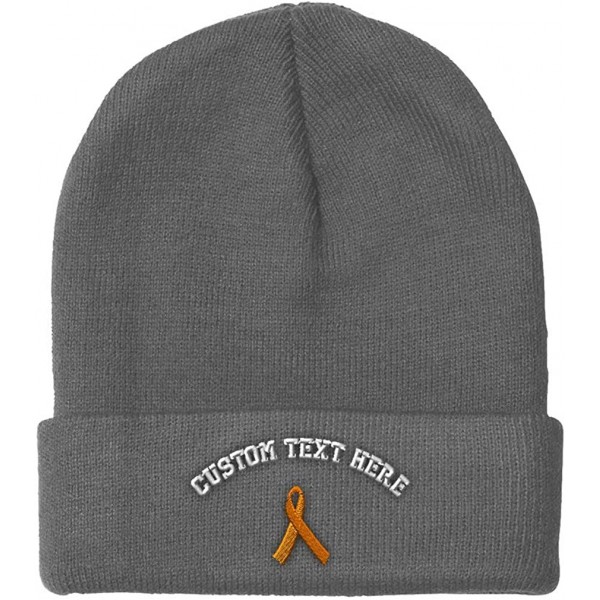 Skullies & Beanies Custom Beanie for Men & Women Multiple Sclerosis Awareness Ribbon Embroidery - Light Grey - CS18ZS436MK $1...