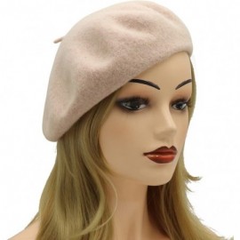 Berets Wool French Beret Hat for Women - Apricot - C818N8DA07C $14.53
